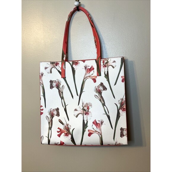 Ted Baker London The Icon Floral Print Large Size Tote Bag 13x13.5x4.5 inch Iris - Picture 7 of 16
